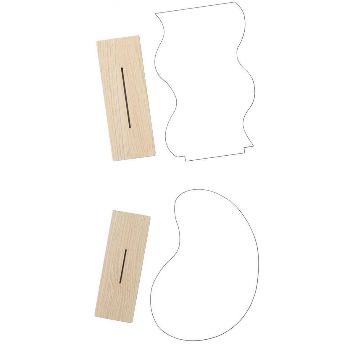 2x Frameless Irregular Acrylic Makeup Mirror Dresser Mirror Wooden Stand