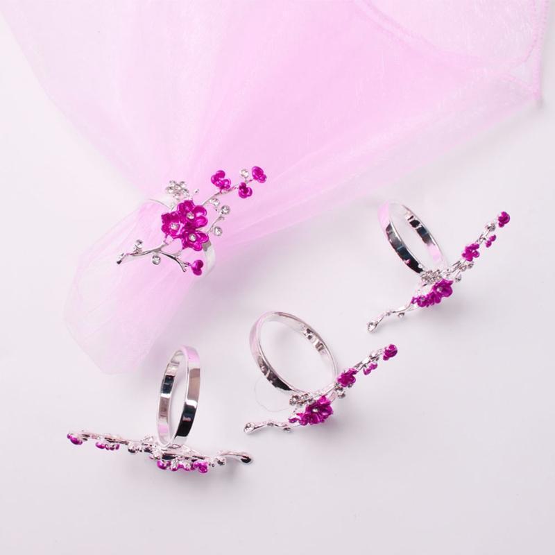 Napkin Rings Wedding Napkin Holder Metal Leaves Napkins Holder Rhinestone Napkin