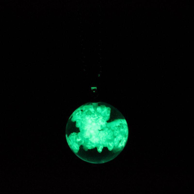 Glass Ball Pendant Necklace Luminous White Cloud Blue Sky Necklace Jewelry Decor