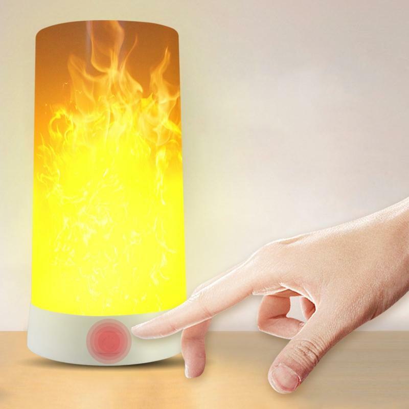 LED Flicker Flame Light Bulb USB Rechargeable Simulated Burning Fire Effect Lamp