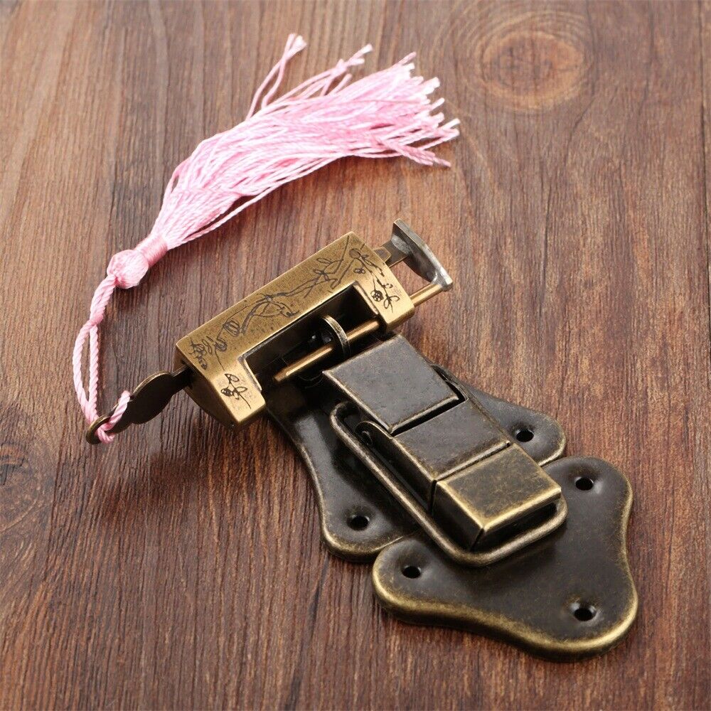 Unique Carved Bird Flower Chest Jewelry Box Suitcase Padlock & Toggle Latch Hasp