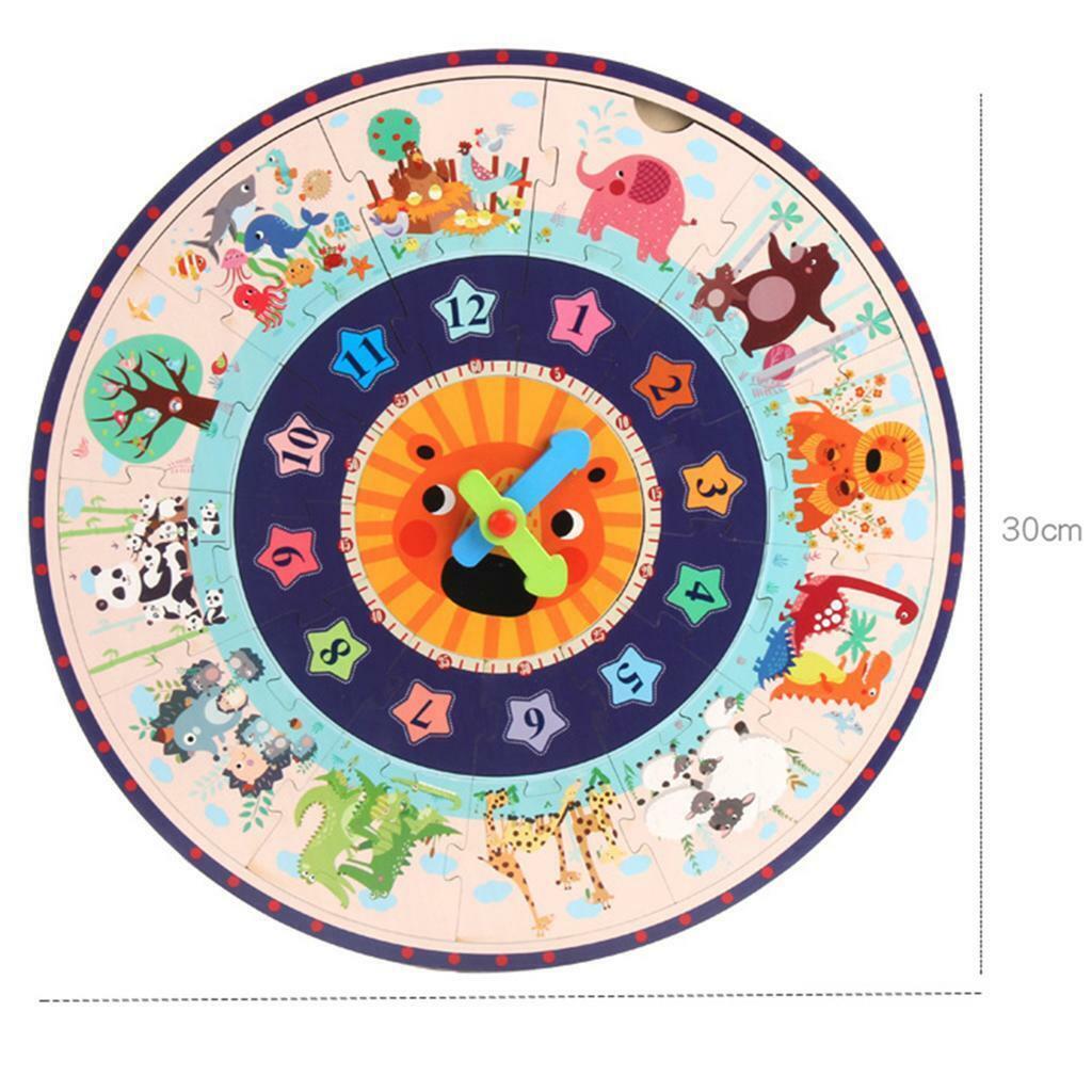 Wooden Jigsaw Puzzle Clock Teaching Clock Blocks  Educational