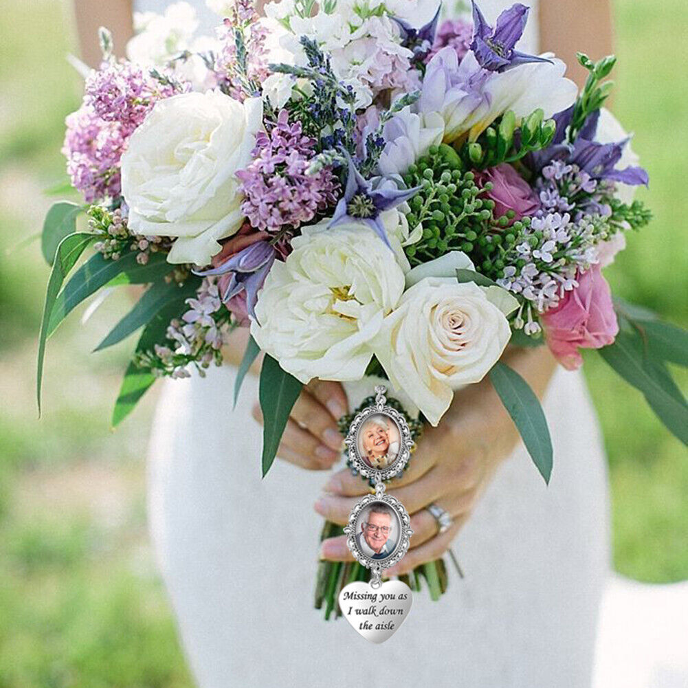 Wedding Bouquet Photo Memorial Gem Brooch Pendant for Graduation (Heart)