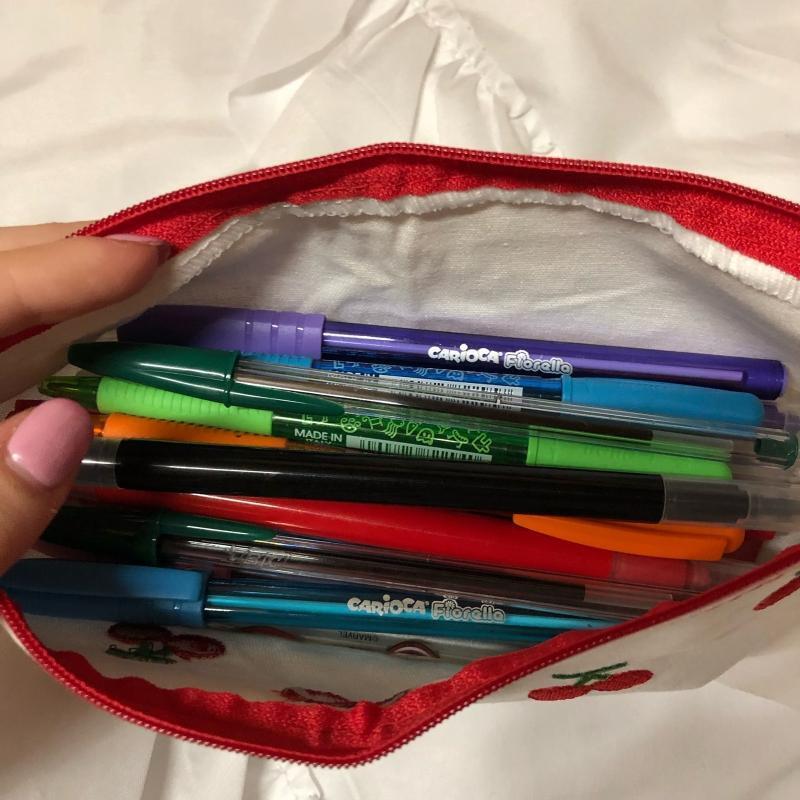 Cute Little Cherry Embroidery Storage Bag with Zipper Coin Lipstick Bags