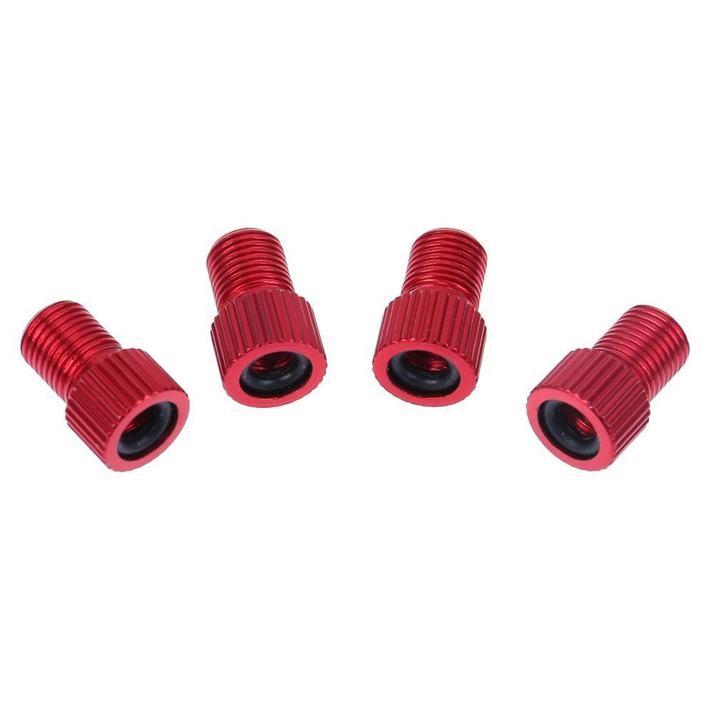 4pcs Presta to Shrader Bicycle Road Bike Valve Adapters Converters (Red)