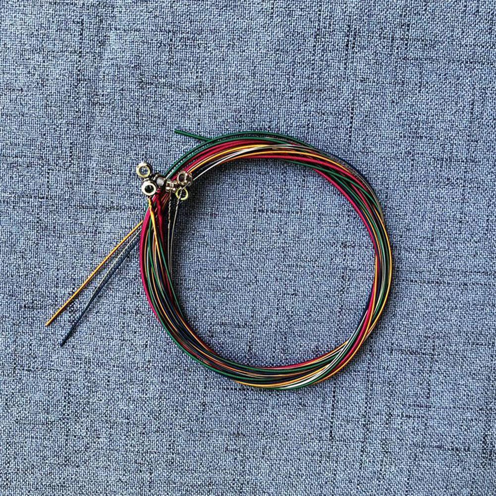 6pcs/set Rainbow Colorful Guitar Strings for Folk Acoustic Guitar Parts