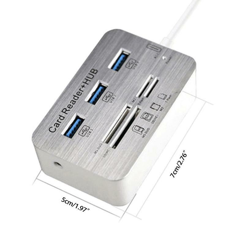 3 Ports 3.0 USB HUB Combo Mini Portable USB Splitter with High Speed Card Reader