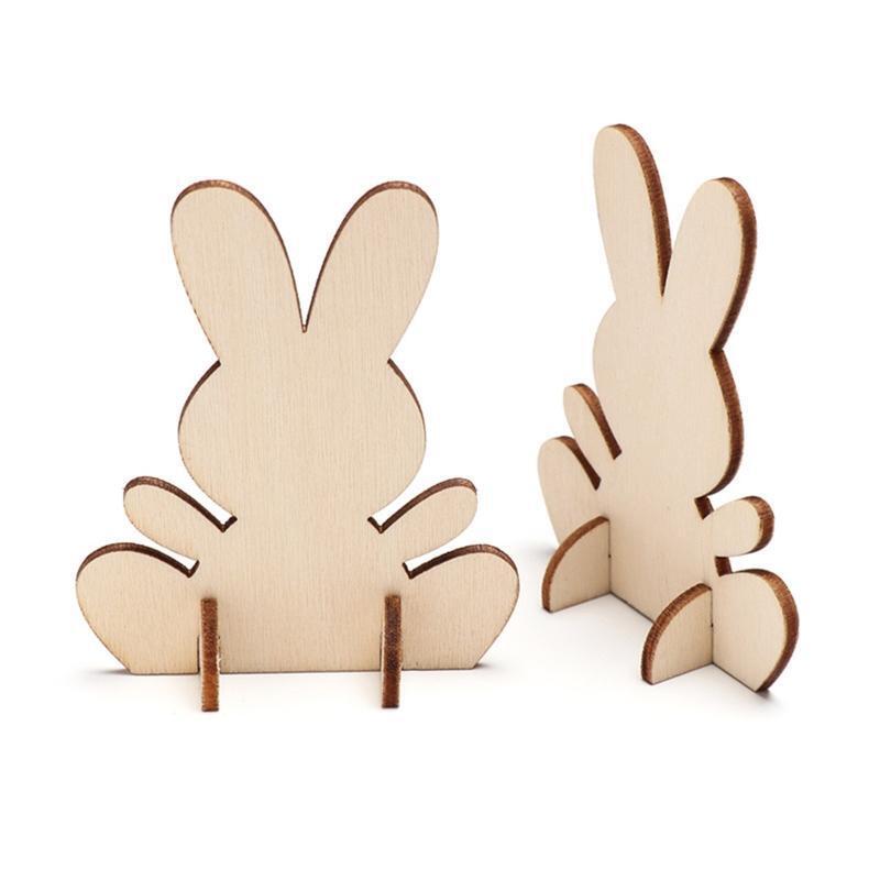 Easter Bunny Wooden Ornaments Set of 10 Unfinished Blank Wood Chips
