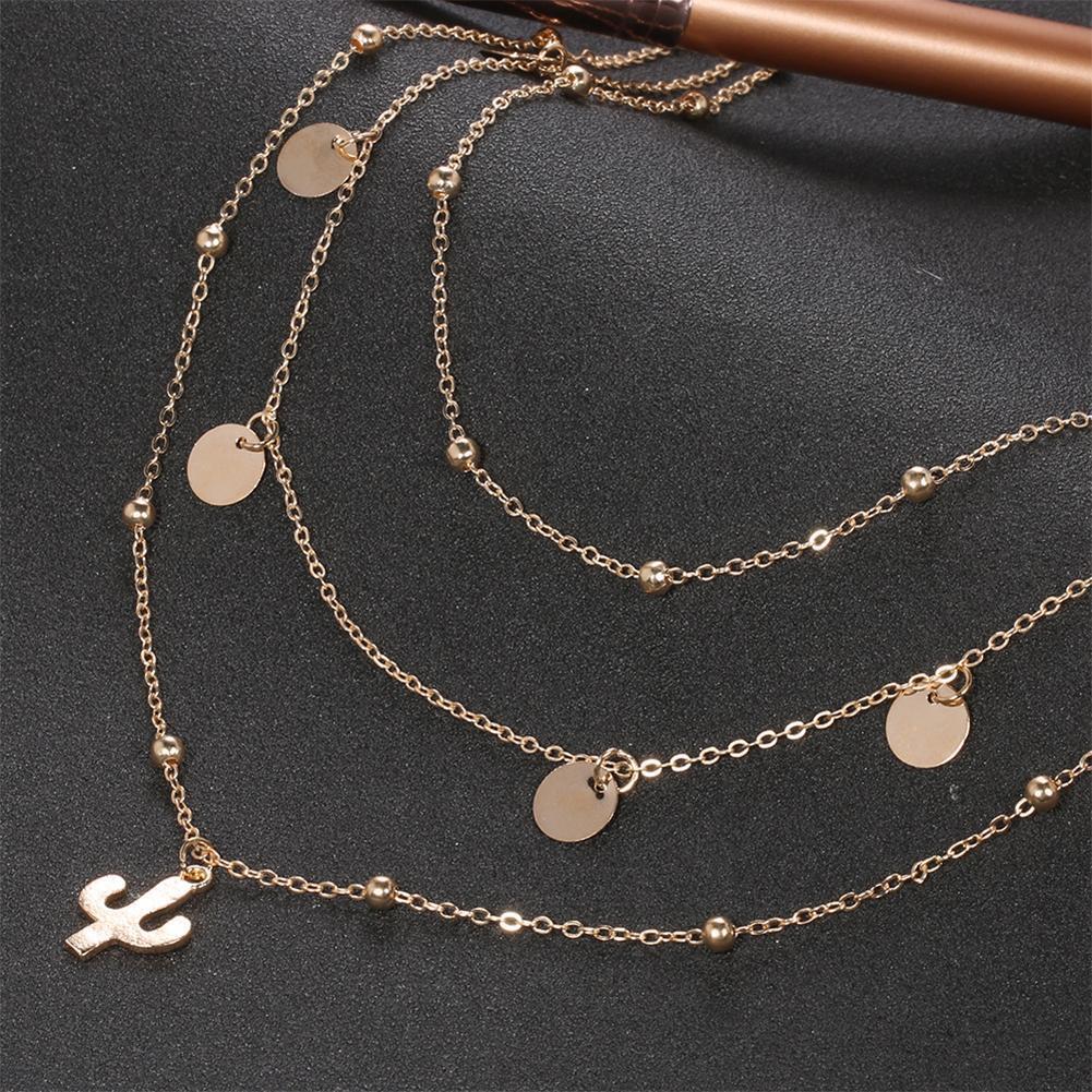 Simple Wafer Beads Pendant Clavicle Chain Women Multilayer Necklace Jewelry