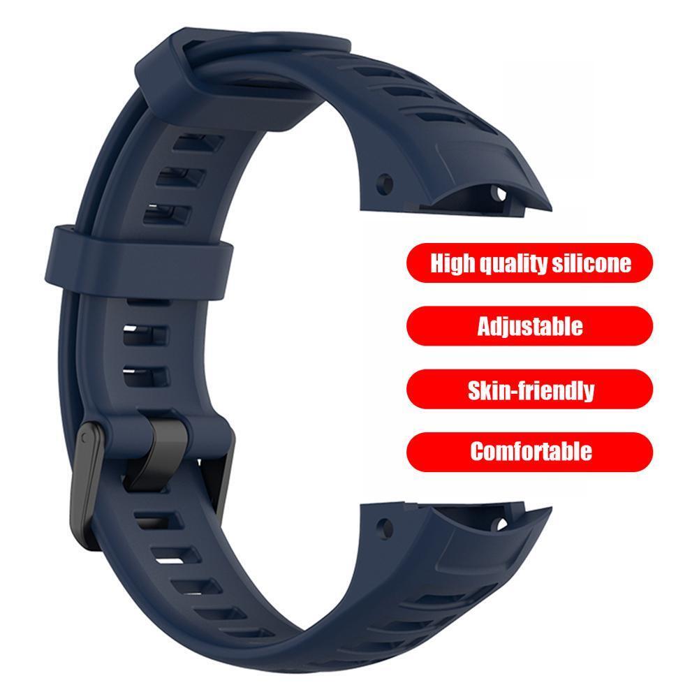 Silicone Watchband Bracelet Strap w/Buckle for Garmin Instinct (Navy Blue)