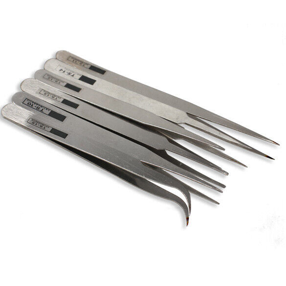 6pcs Industrial Tweezer Maintenance Repair Tool Kit TS10-15#JT1