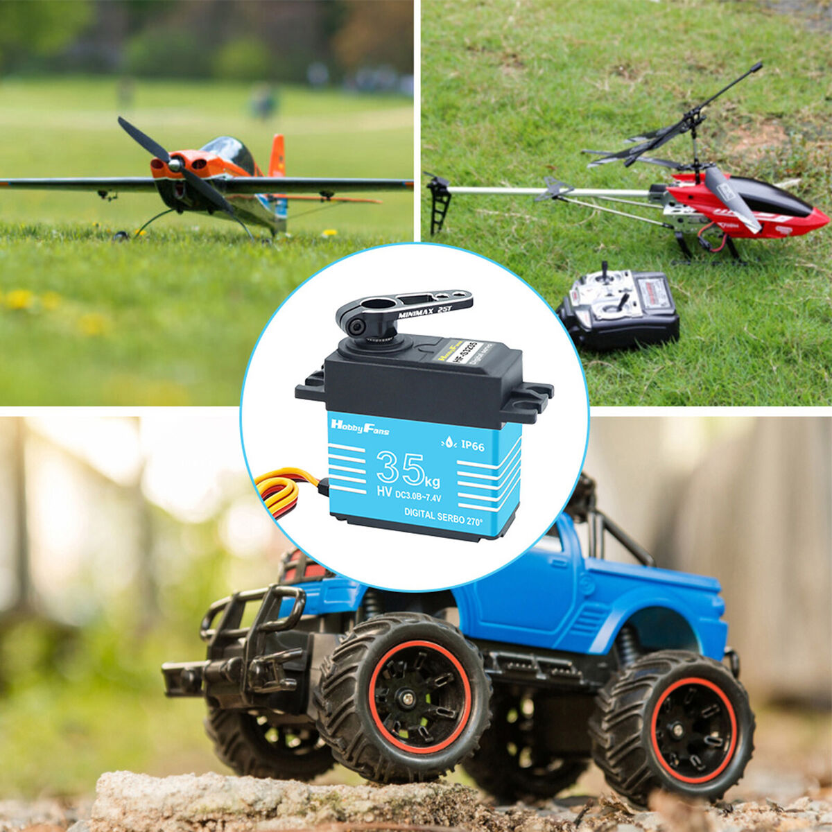 Waterproof 35kg Digital Servo 25T Arm Kits for 1/10 1/8 RC Crawler Car Blue