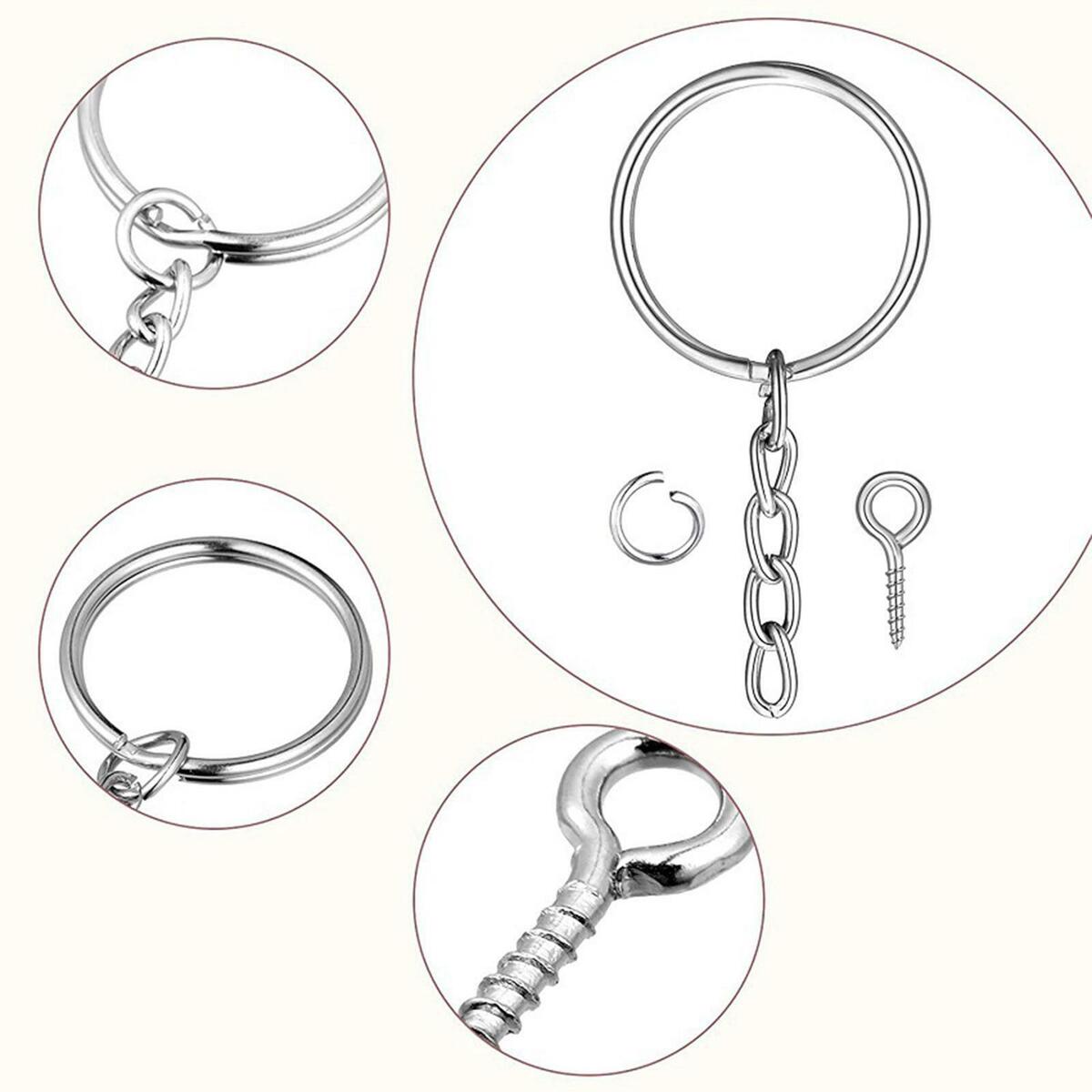 350Pcs Keychain Rings Key Ring Keys Lanyard for  Pendants Supplies
