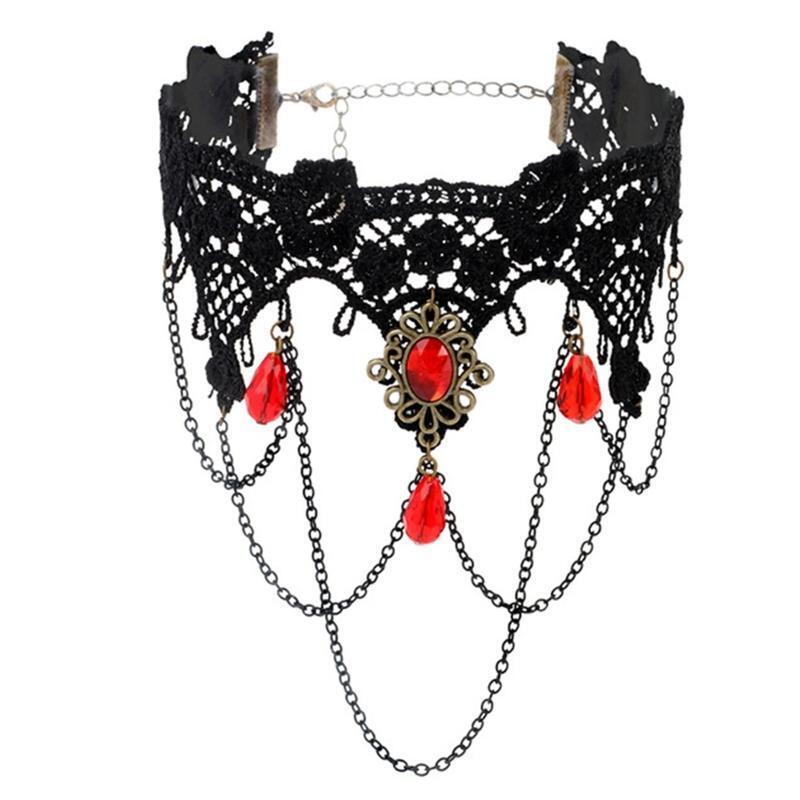 Goth Chain Lace Choker Necklace Steampunk Punk Collar Gothic Choker Jewelry