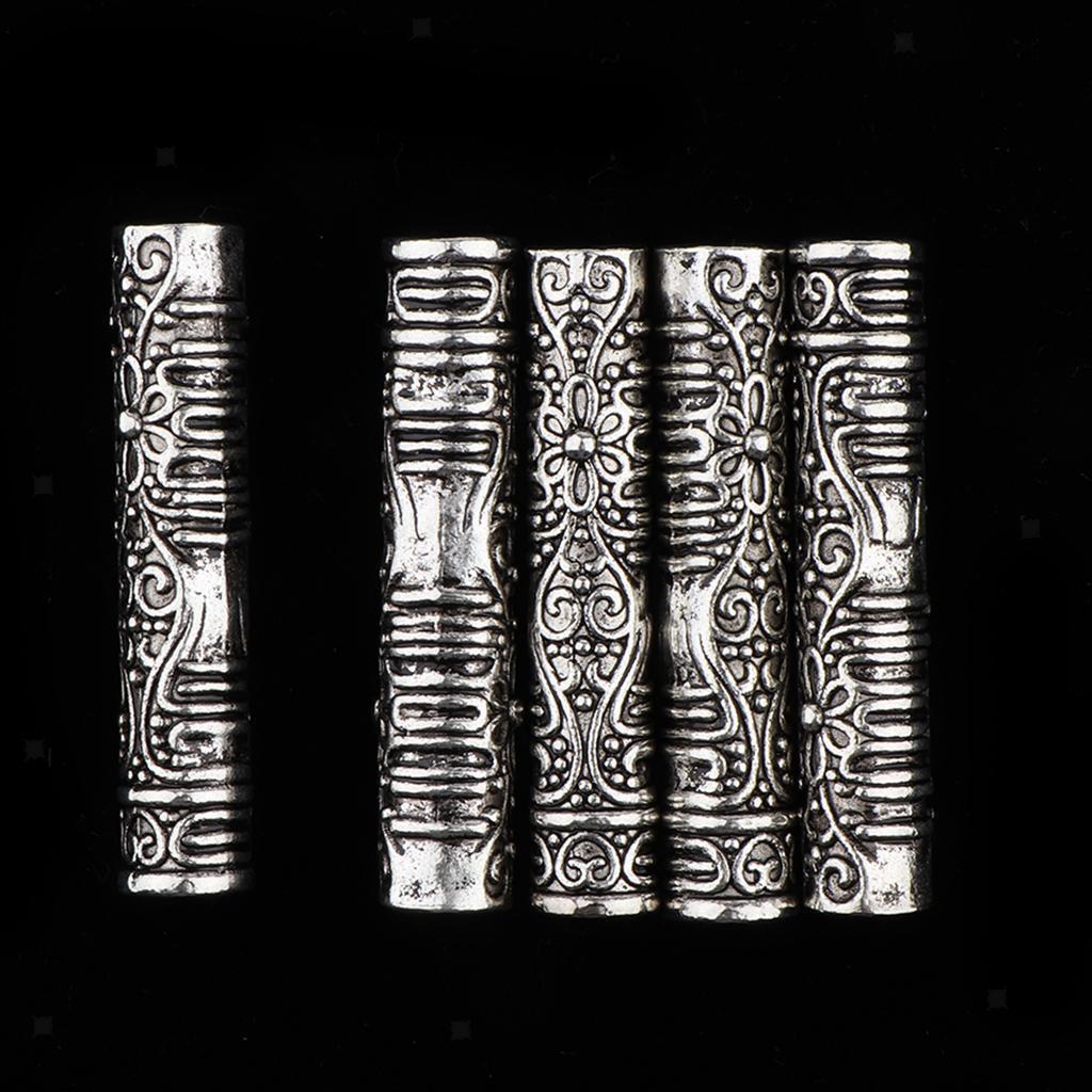 5x Long Hair Cuffs Alloy Dreadlock Beads For DIY Hairstyle Braids Ponytail