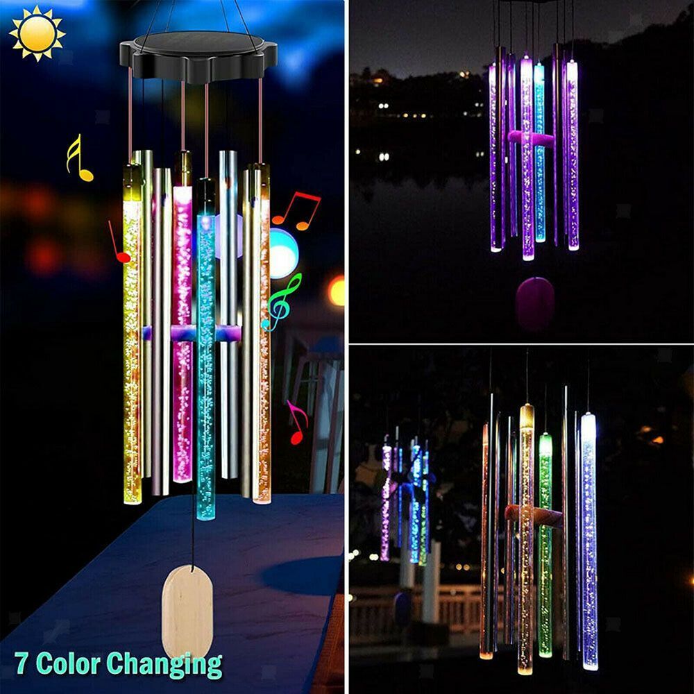 Decoration Garden Chandelier Rotating Solar Wind Chime Light Colorful Gradient