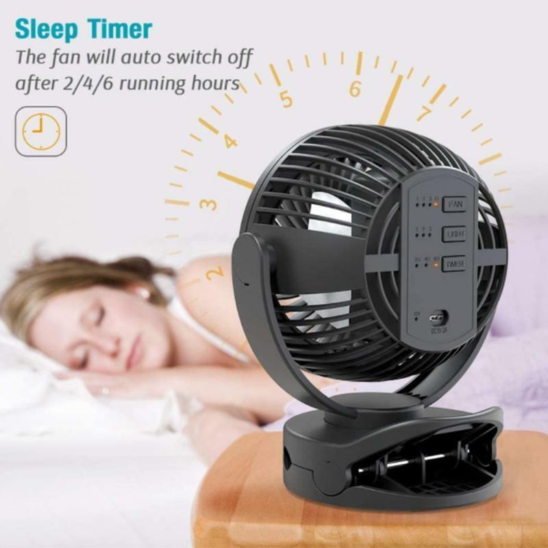 Camping Fan with LED Light & Hanging Hook for Tent Car Up to 40hrs Working Hours
