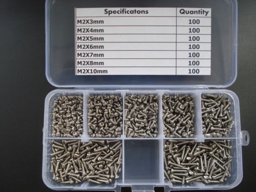 M2 Stainles Steel Phillips Pan Head Self Tapping Screws Assortment Kit 700 pcs