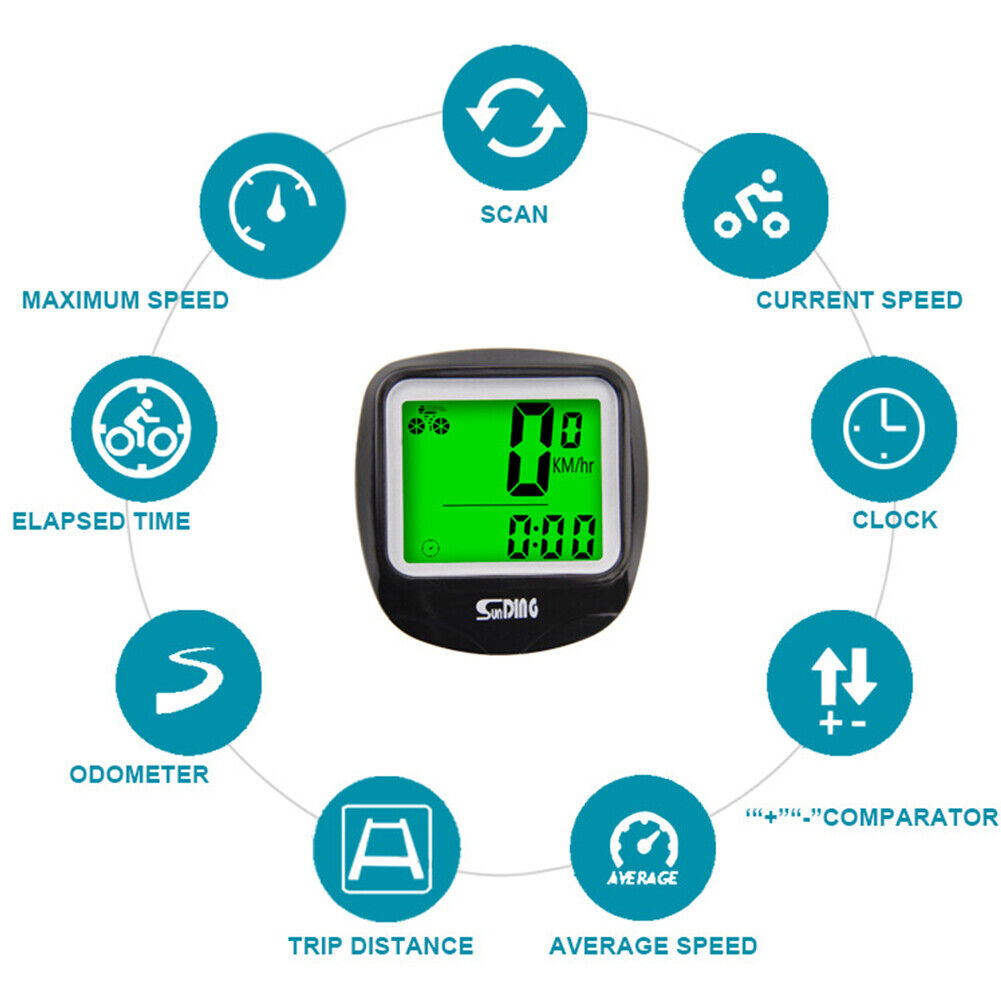 SUNDING MTB Bike Wired Speedometer Cycling Bicycle Digital LCD Computer