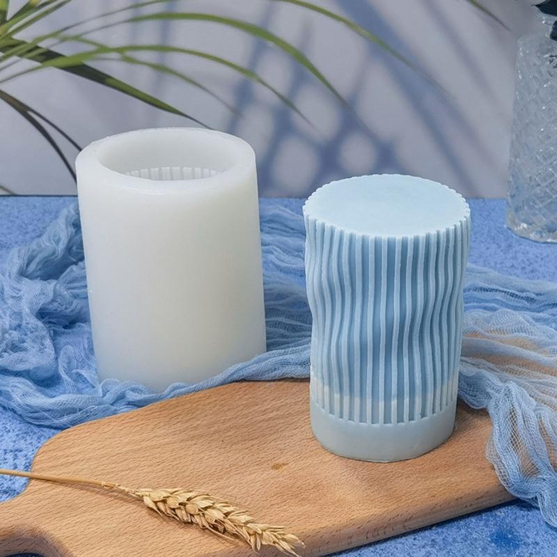 Twisted Cylinder Candle Mold for Candle Making,Food Grade Silicone Clear Texture
