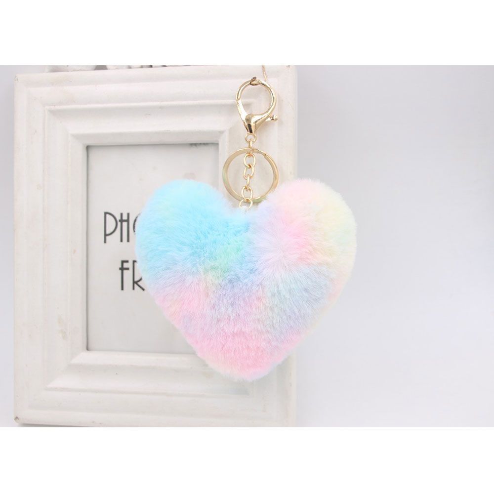 Fashion Love Ladies Jewelry Cute Pendant Furball Key Chain Colorful