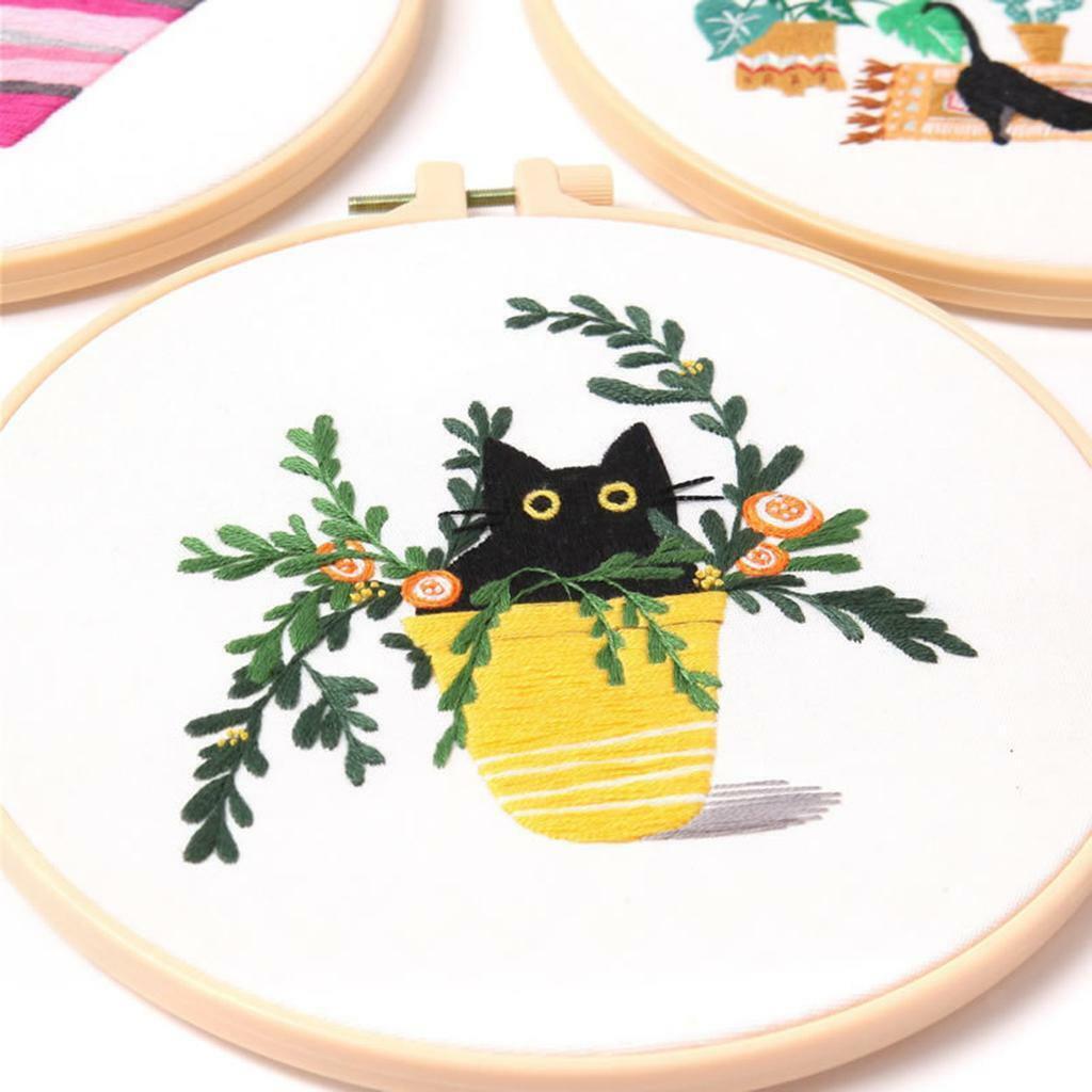 5 Set Cat Needle Embroidery Kit with Needles Valentine's Day Decoration