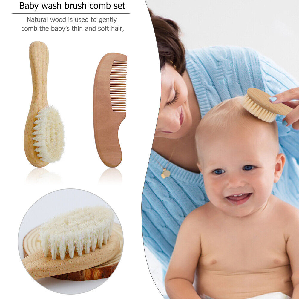Wooden Shampoo Bath Wool Brush Soft Skin Care Cleaning Brush Baby Care Tool