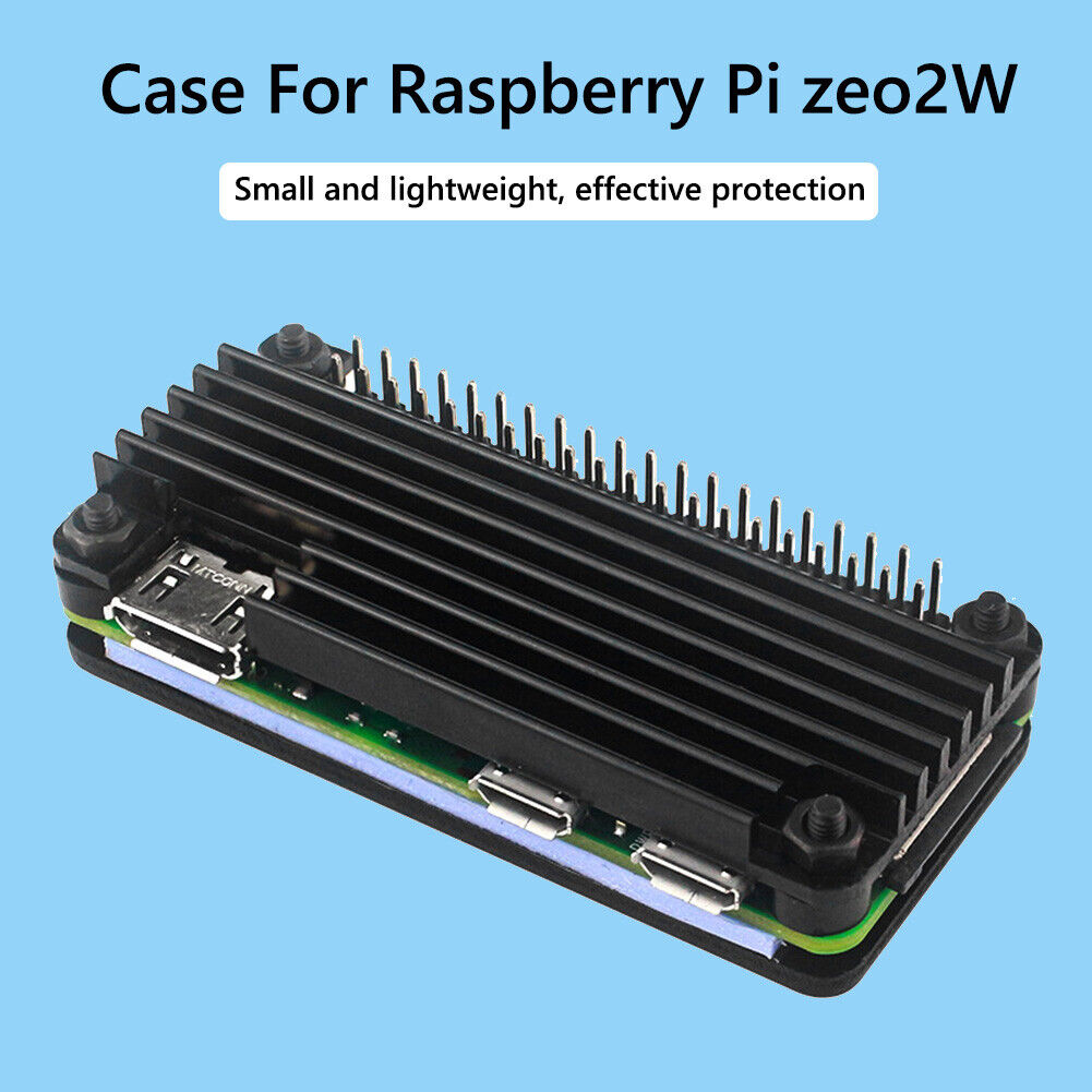 For Raspberry Pi Zero 2W Aluminum Shell Kit w/Vertical Pin Header (Black A)