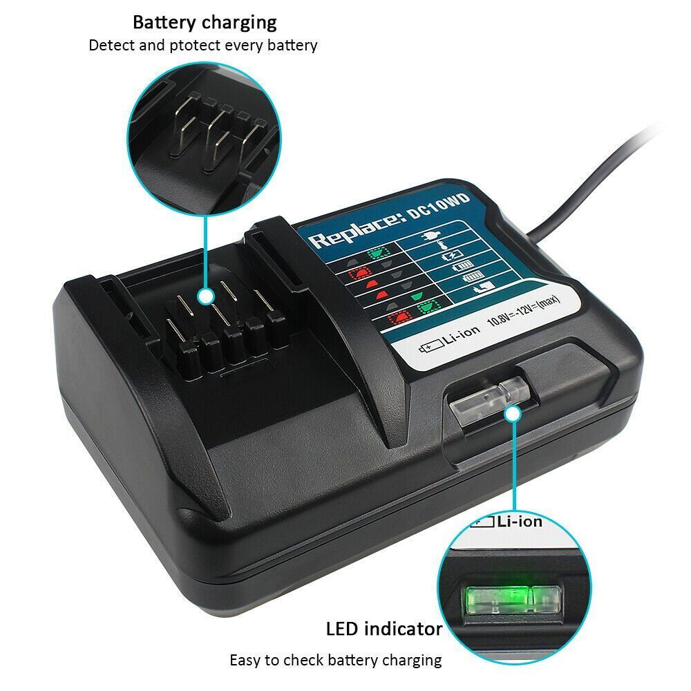 40W For Makita Battery DC10WD Battery Charger BL1015 BL1016 BL1021B BL1041B