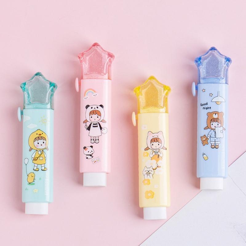 Retractable Pencil Eraser Sliding with Sleeve for Home Office School Stationary