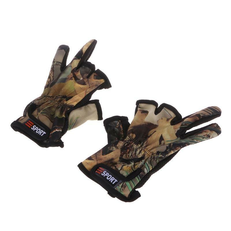 Fishing Gloves 3 Cut Finger Slit Outdoor Sports Anti Slip Breathable Camouflage