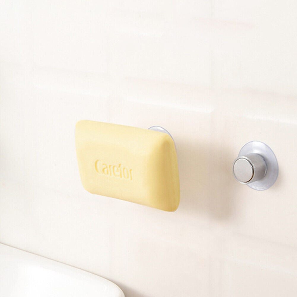 Stainless Steel Soap Magnetic Holder Rack Suction Cup Hanging Bracket (A)