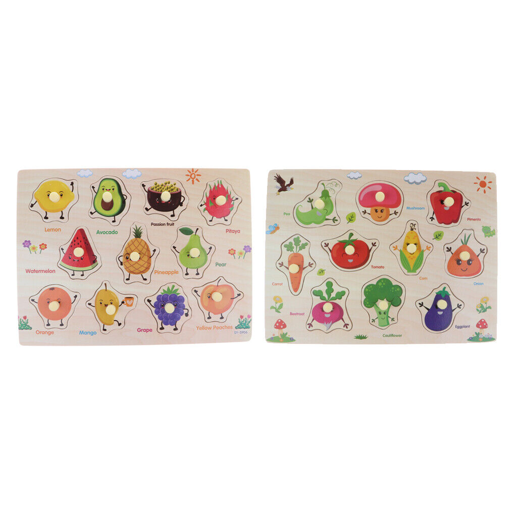 2PCS Wooden Peg Puzzles Educational and Learning Puzzle  Children -