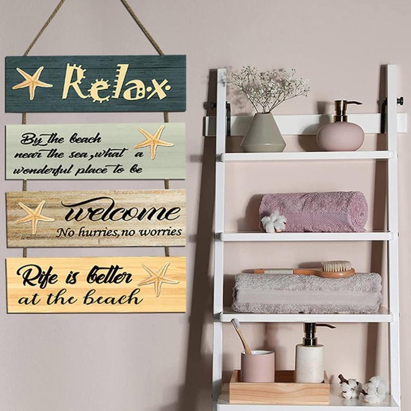 Wooden Sea Beach Wall Art Decor Hanging Ornamen Nautical Wood Sign