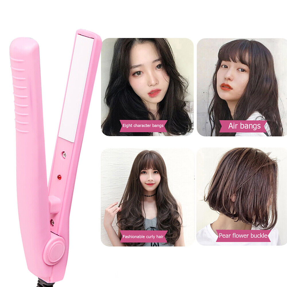 2 in 1 Crimper Mini Hair Straightener Curler Flat Iron Styling Tool (Red)