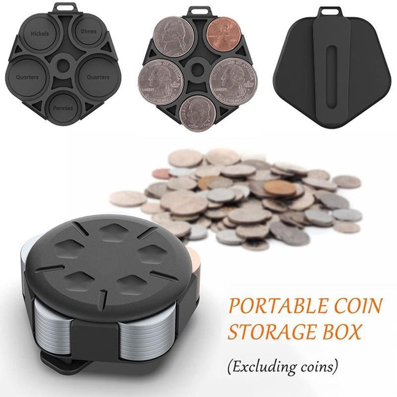 Compact Coin Holder Case for Car Change Organizer 5 Compartments Large Capacity