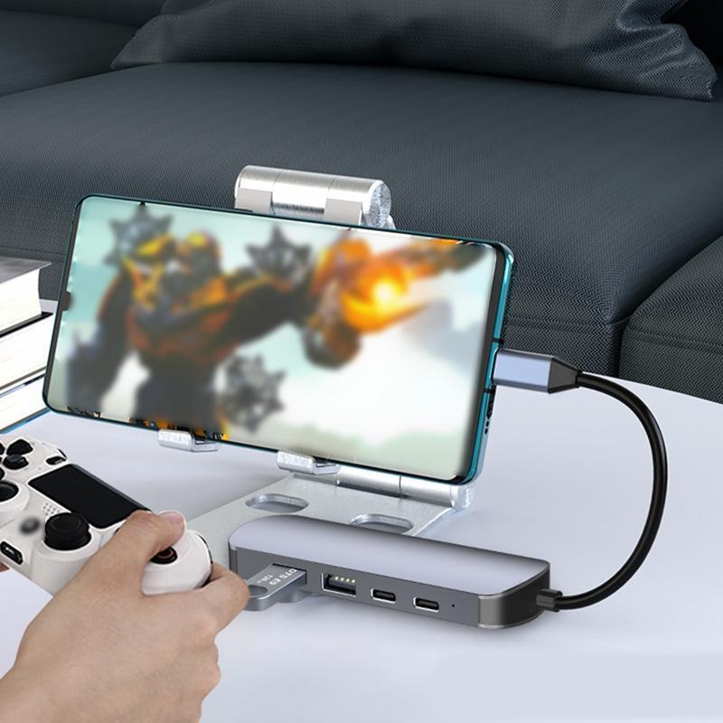 Aluminum Alloy 2xUSB C+2x 3.0 USB 4-Ports for PC Notebook Extender Adapter