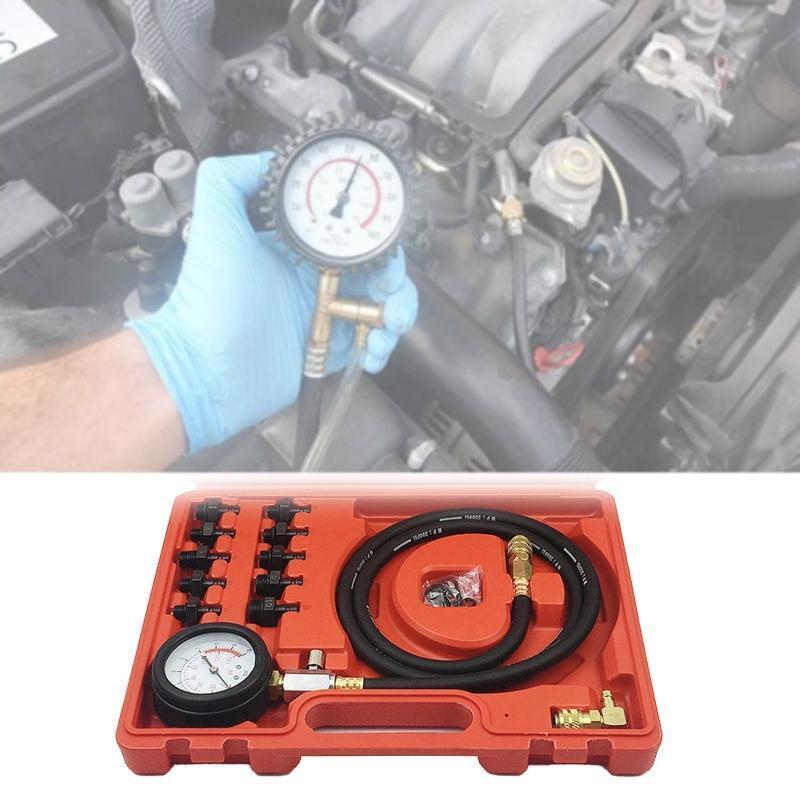 Car Oil Pressure Gauge Compression Test Gauge Kit w/ Plastic Case for Automotive