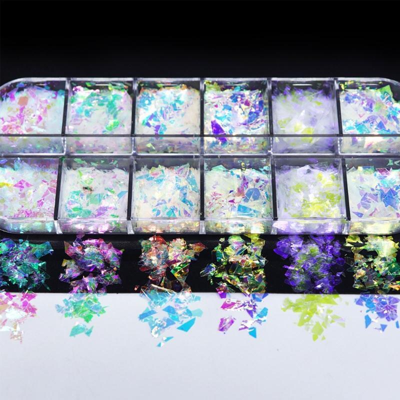 Nail Art Glitters Irregular Nail Sequin Colorful Glass Paper DIY Nail Art Decor