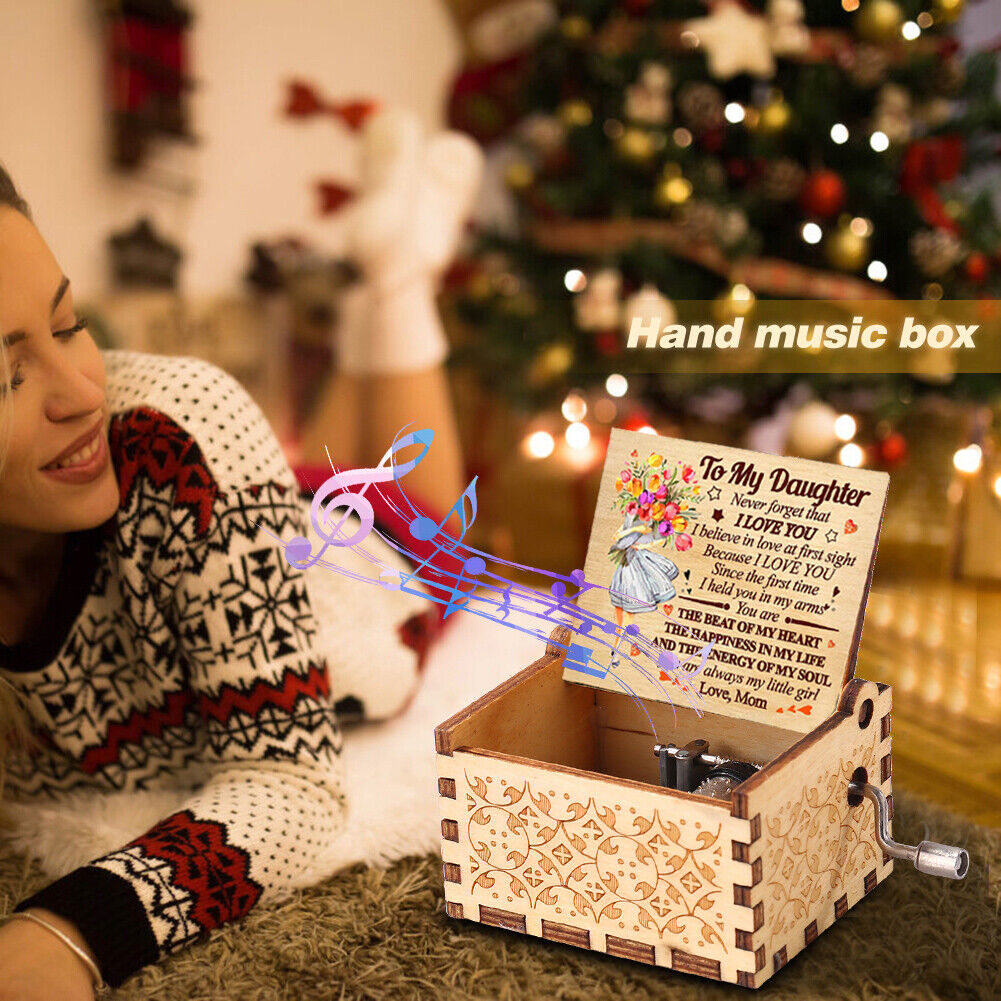 A Letter to My Daughter Hand-cranked Wooden Music Box Melody Musical Gifts