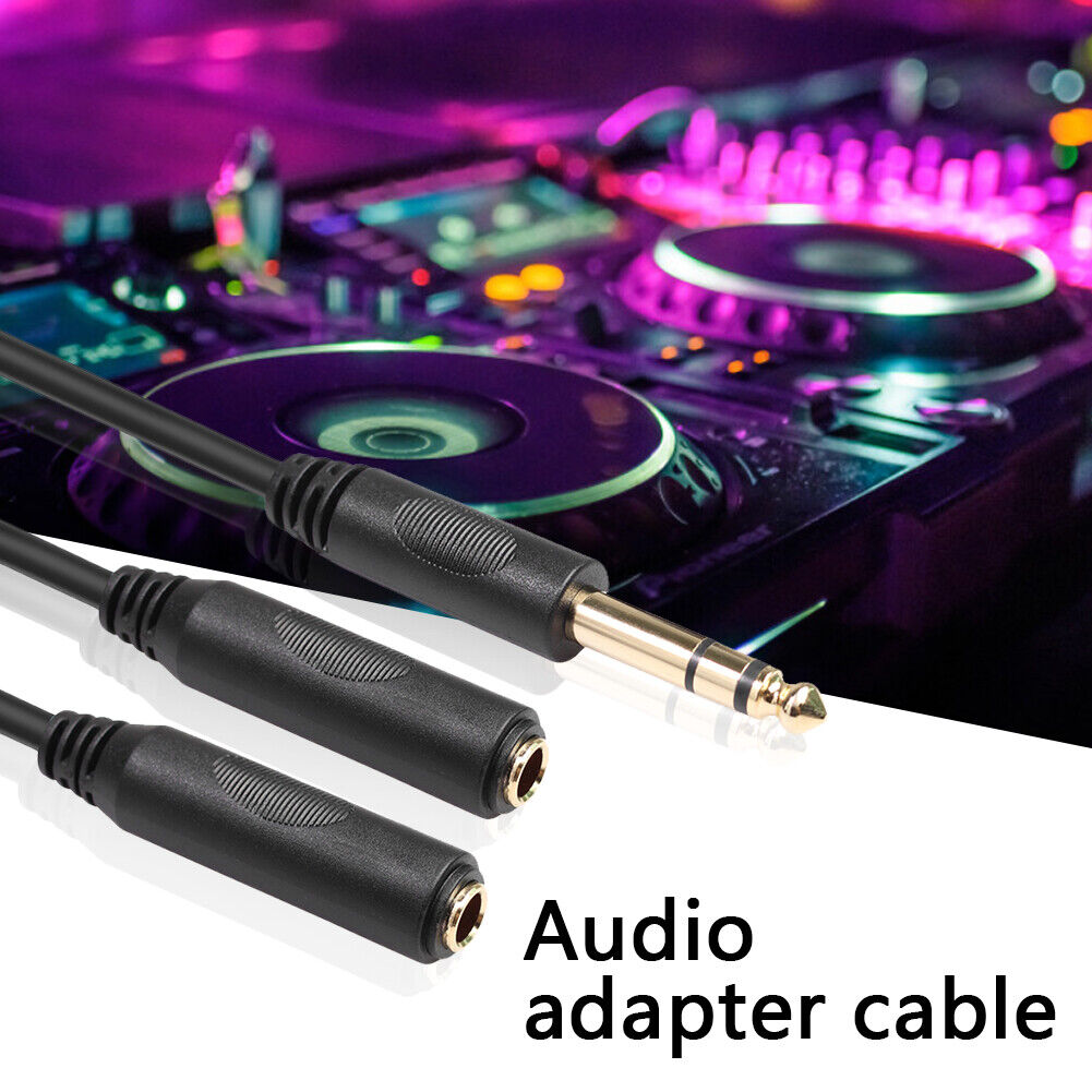 6.35 mm Male to 2 6.35 mm Female Adapter Cable Y Splitter Stereo Audio Cord