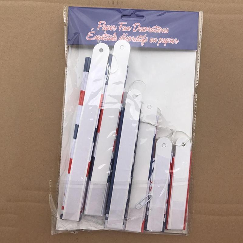 American Independence Day Paper Fan 6pcs/set Party String Flags Banner Decor
