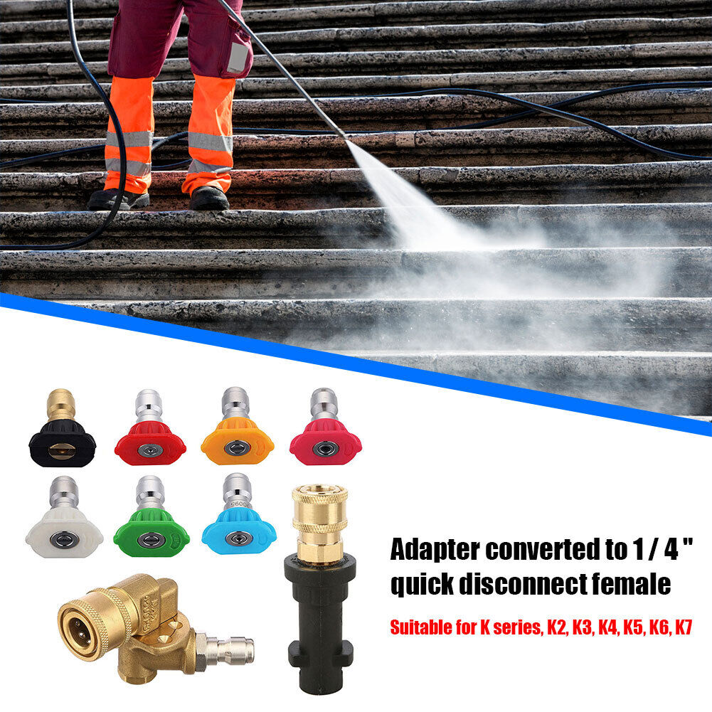 Pressure Washer Gun Adapter + Pivot Coupler + 7 Tips for Karcher K Series