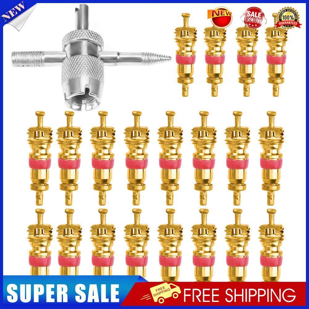 20pcs Valve Cores with 4-in-1 Tyre Tire Valve Stem Remover Repair Tool