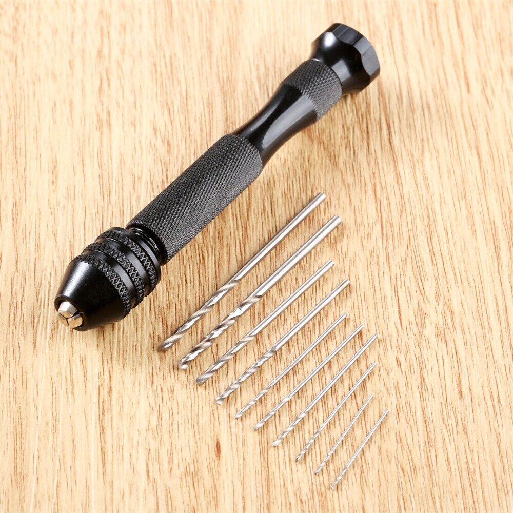 New Mini Micro Hand Drill + 10Pcs Twist Drills for Wood Jewerlry Plastic Rubber