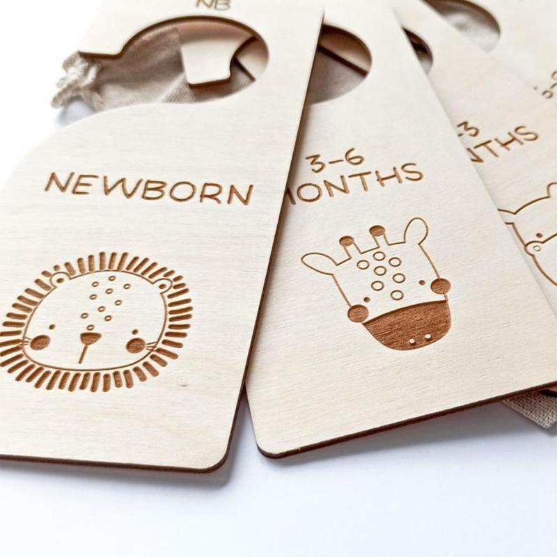 5 Pcs Baby Closet Size Divider Wooden Baby Closet Organizers from Newborn Infant