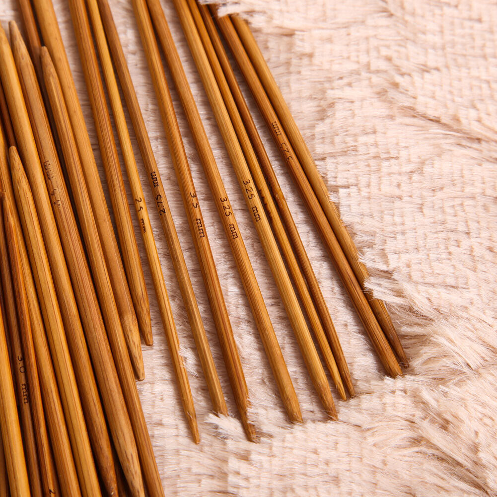55Pcs 11sizes 5'' 13cm Double Pointed Carbonized Bamboo Knitting Needles