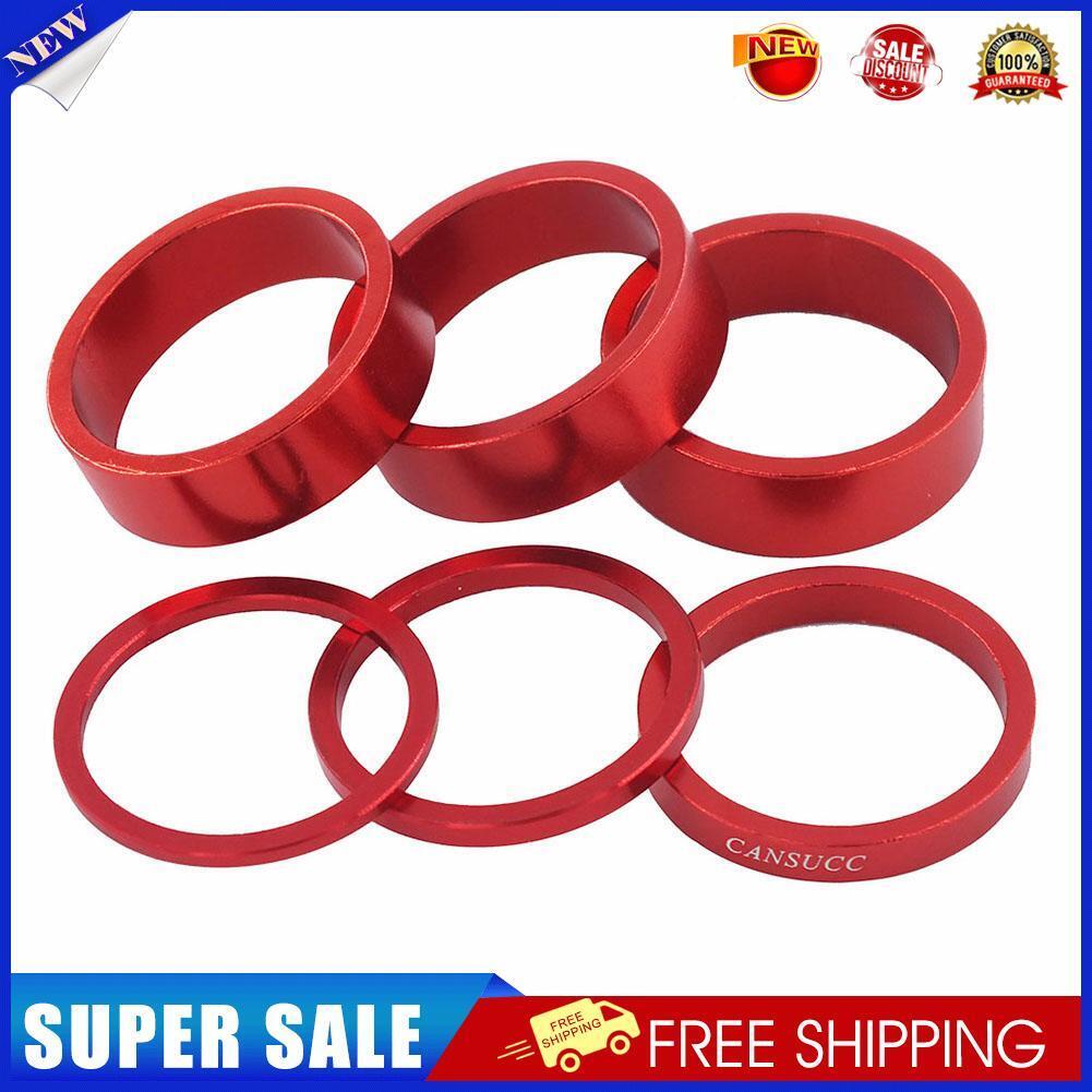 6pcs CANSUCC MTB Bicycle Headset Front Fork Washers Spacers Gasket (Red)