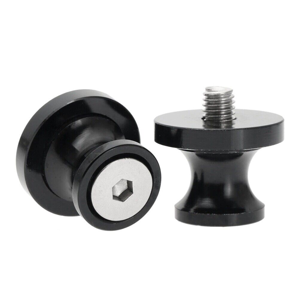 Motorcycle Black 8mm Rear Swingram Spool Sliders Swing Arm Stand Universal CNC