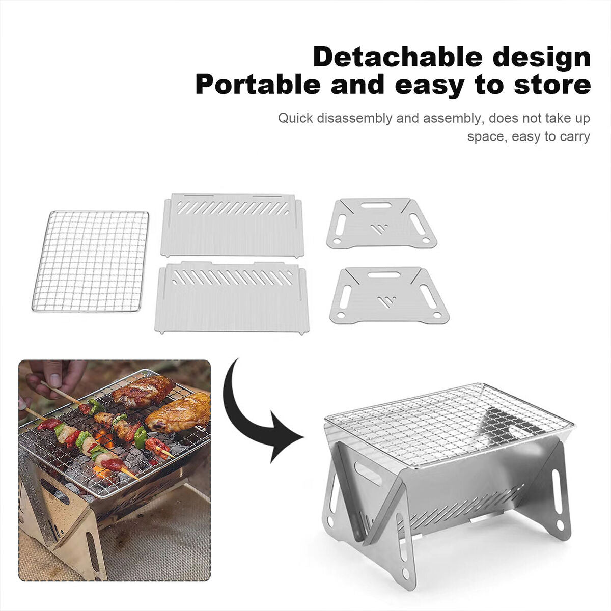Detachable Camping Grill Foldable Mini Stove Portable Folding BBQ Supply